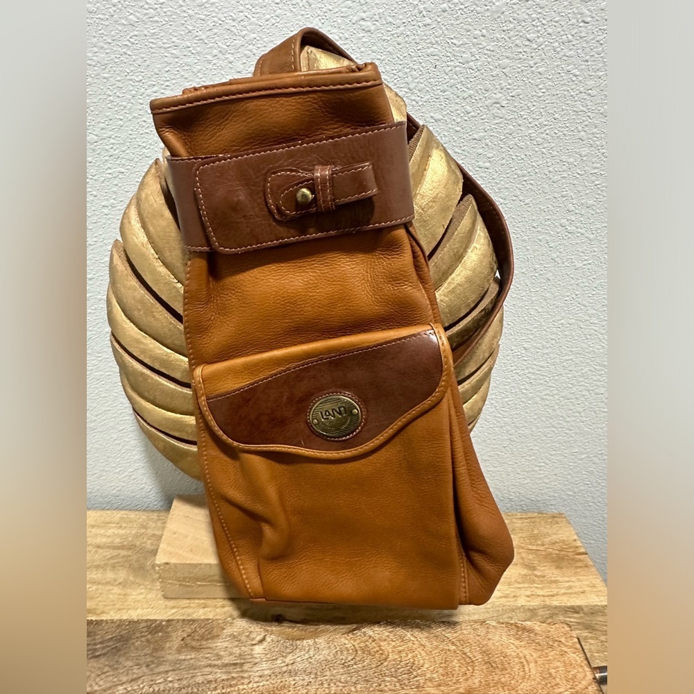 Tan Leather Crossbody Bag with Brown Accents